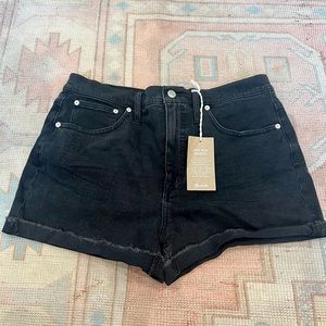 NWT Madewell High Waist Black Denim Shorts
